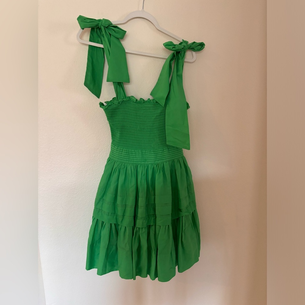 B.DARLIN Green  Sleeveless Dress with Adjustable Bow Straps